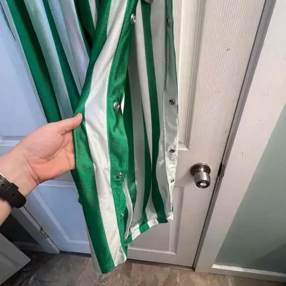 1990s NBA Green White Striped Hardwood Classics Warm-up Pants W Side Snaps